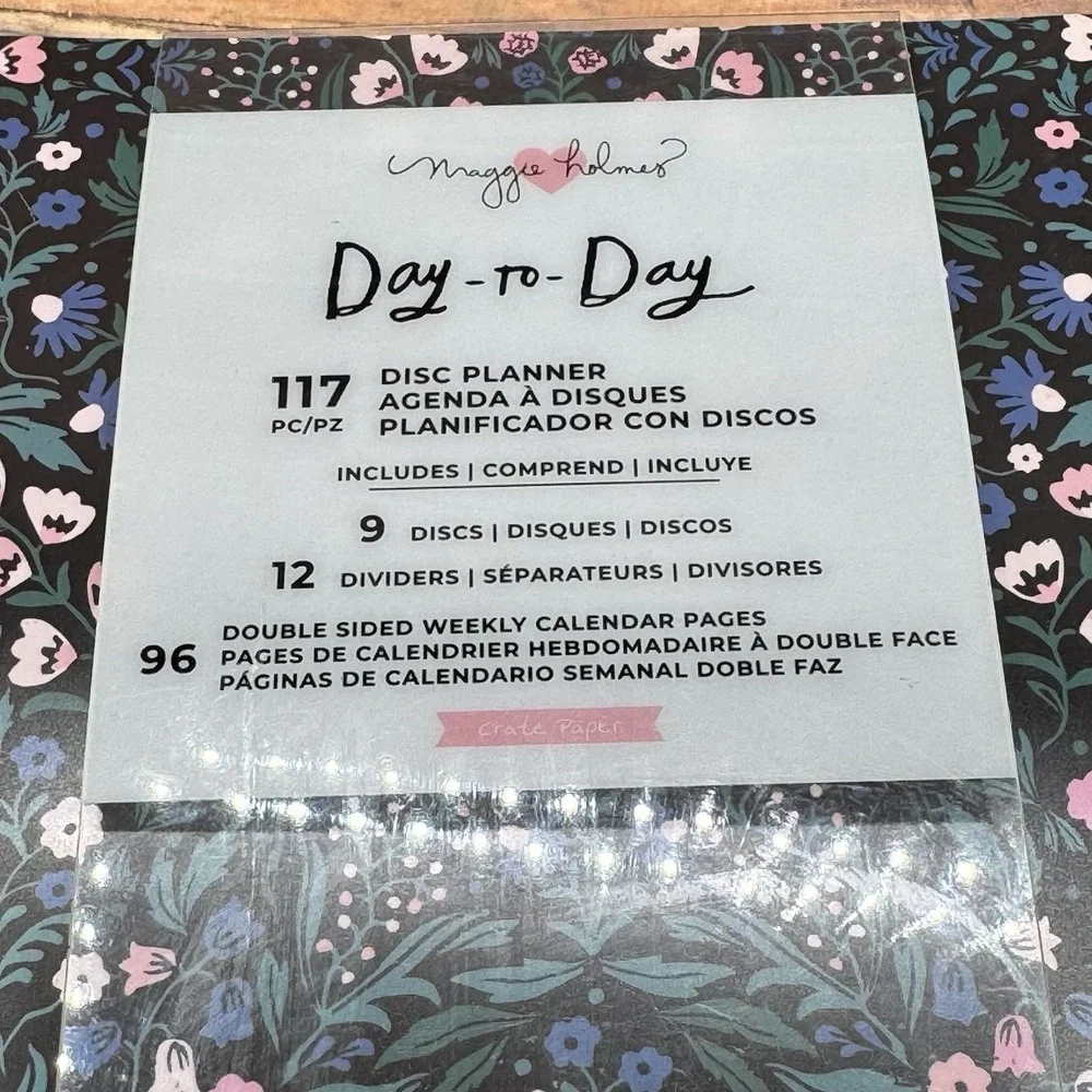 Maggie Holmes Day-To-Day 9 Disc Undated Planner Floral Black Pink Datebook